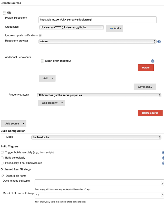 JUnit Multi-branch Pipeline Configuration